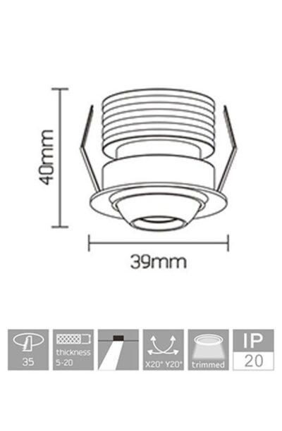 Mini faretto LED tondo orientabile 3W PREMIUM